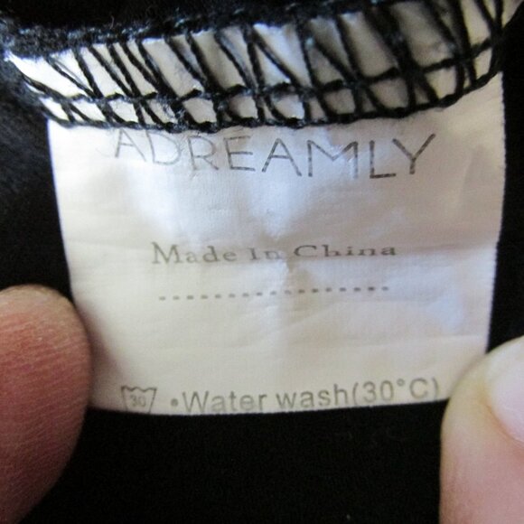 Adreamly Shirt Womens Large Black Short Sleeve Round Neck Pullover Blouse Top - Picture 4 of 6